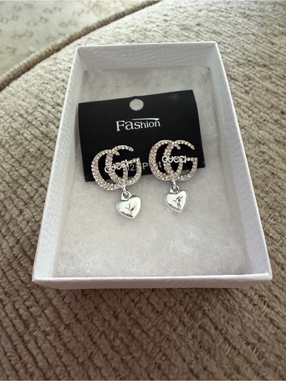 Silver-Tone Drop Heart Post Earrings NWT, fashion jewelry